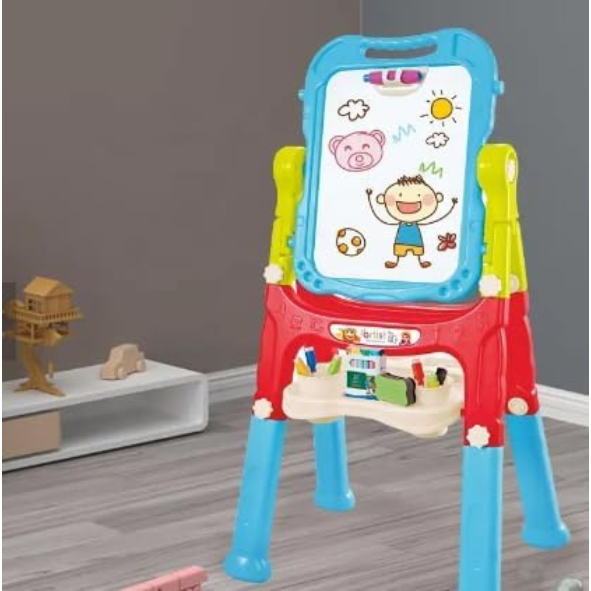 Dual-Sided Mag Drawing Board Toy for Creative Kids - Encourage Learning and Play (Long Crus and Short Foot)