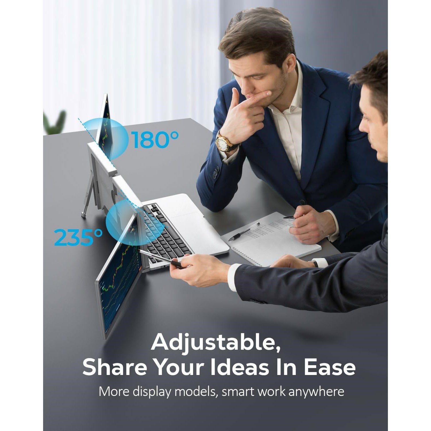 13.3 inch Trifold Portable Monitor 1080P IPS FHD Laptop Screen Extender For Laptop - Grey (Au Version) - Excellent Refurbished Trion