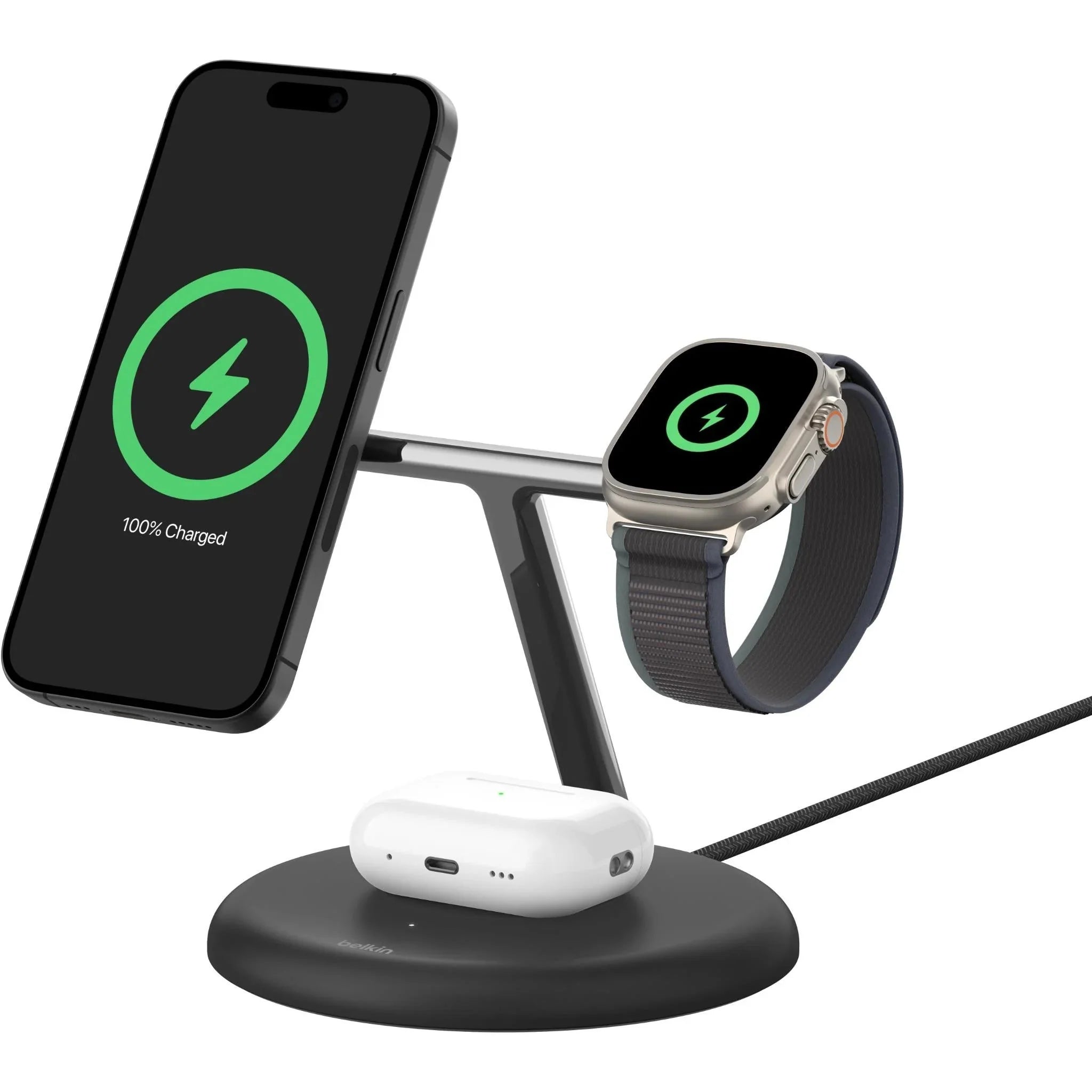 Belkin Boost Charge Pro 3-in-1 Magnetic Wireless Charging Stand Black - Pristine refurbished Belkin