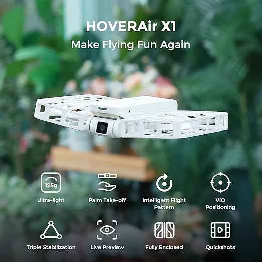 HoverAir X1 Combo Pocket-Sized Self-Flying Camera Drone - White