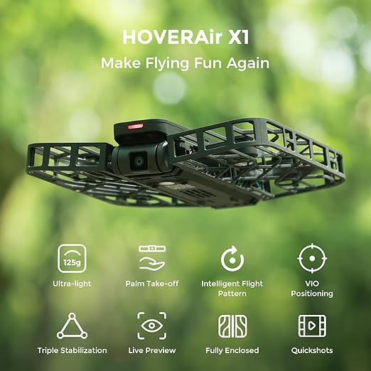 HoverAir X1 Combo Pocket-Sized Self-Flying Camera Drone - Black