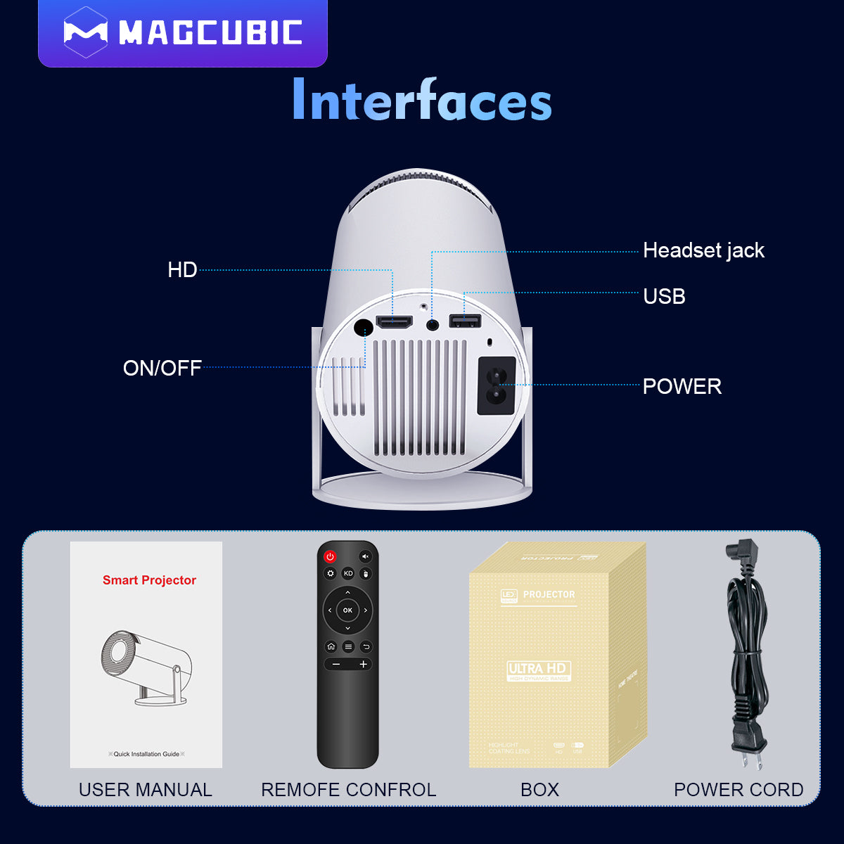 Magcubic HY300 Pro Portable 4K Decoding Projector - WiFi6, Android 11, Bluetooth 5.0 - Ultra-Sharp Imaging, Smart Connectivity, Superior Audio