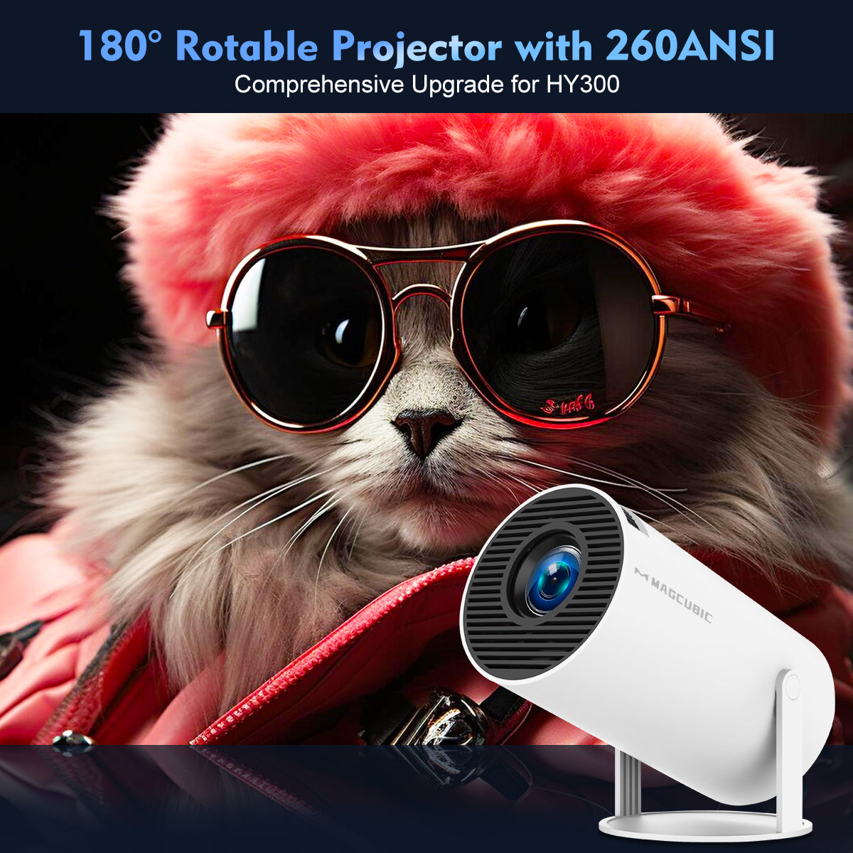 Magcubic HY300 Pro Portable 4K Decoding Projector - WiFi6, Android 11, Bluetooth 5.0 - Ultra-Sharp Imaging, Smart Connectivity, Superior Audio
