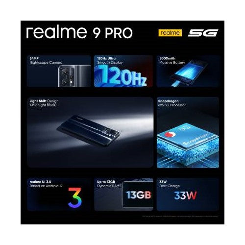 Realme 9 Pro 5G 6.6" 8GB/128GB Snapdragon 695 64MP Camera - Midnight Black