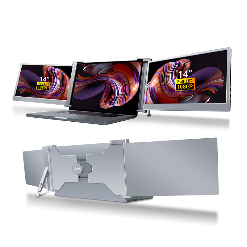 Dual Portable Triple Fold 1080P IPS FHD Monitor Screen Extender Tristar