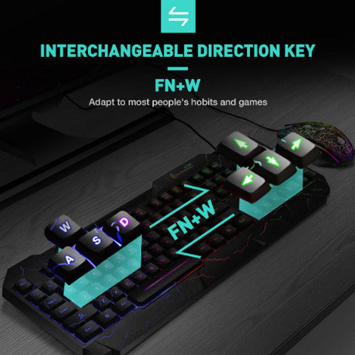 K-SNAKE KM320 RGB LED Backlight Gaming Keyboard and Mouse Combo - Black K-Snake