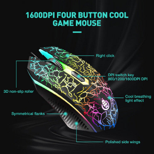 K-SNAKE KM320 RGB LED Backlight Gaming Keyboard and Mouse Combo - Black K-Snake
