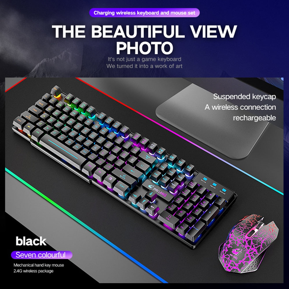 K-SNAKE KM320 RGB LED Backlight Gaming Keyboard and Mouse Combo - Black K-Snake