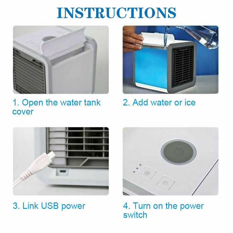 USB Portable Air Conditioner Air Cooler Desktop Fan Mini Air Circulator Purifier Colorful Atmosphere Lamp Tristar