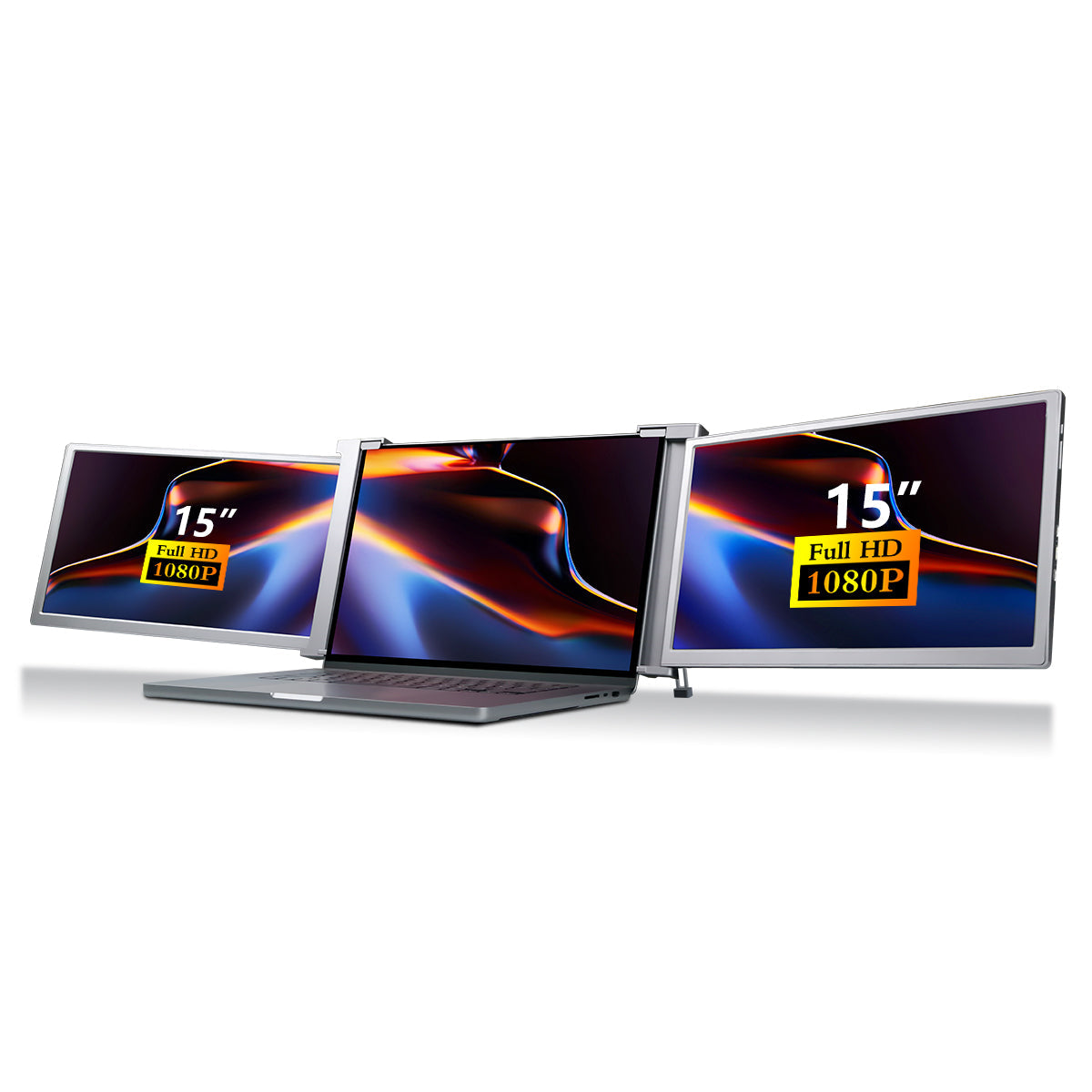 Dual Portable Triple Fold 1080P IPS FHD Monitor Screen Extender For Laptops Tristar