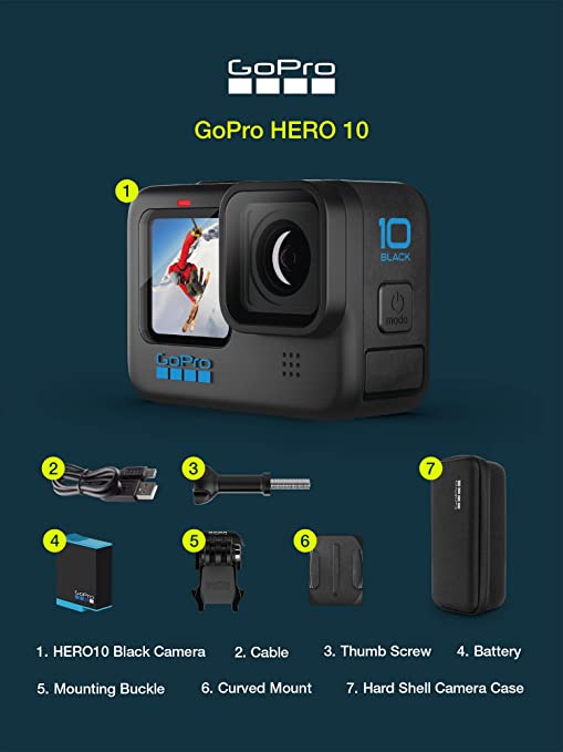 GoPro HERO10 Waterproof Action Camera, 1080p Live Streaming, Webcam - Black GoPro