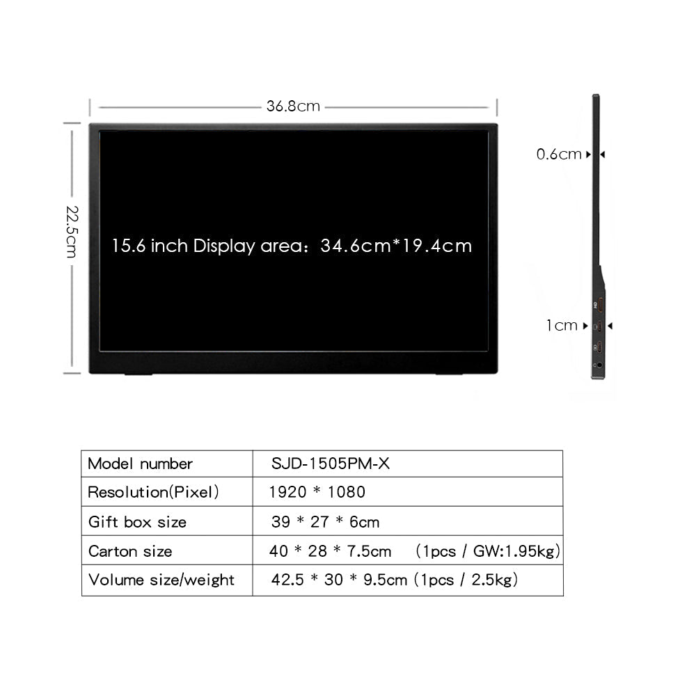 Portable Touch Screen Monitor 1080P HD with Multi-Devices – 15.6 inch Tristar
