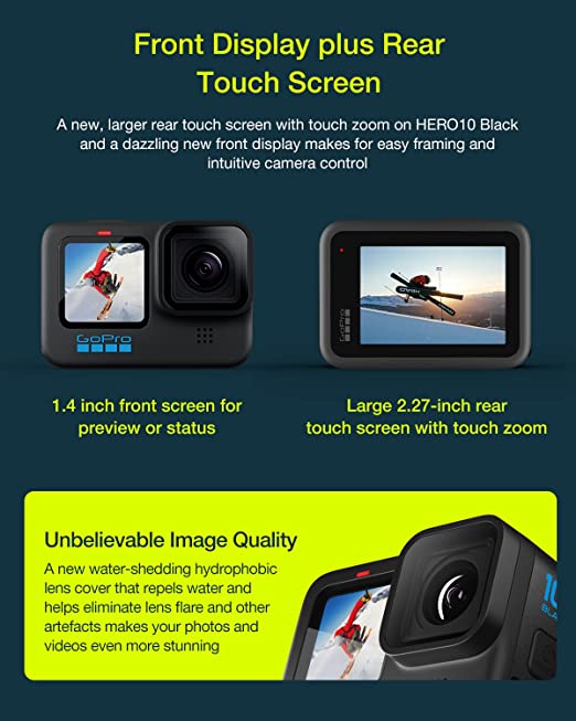 GoPro HERO10 Waterproof Action Camera, 1080p Live Streaming, Webcam - Black GoPro