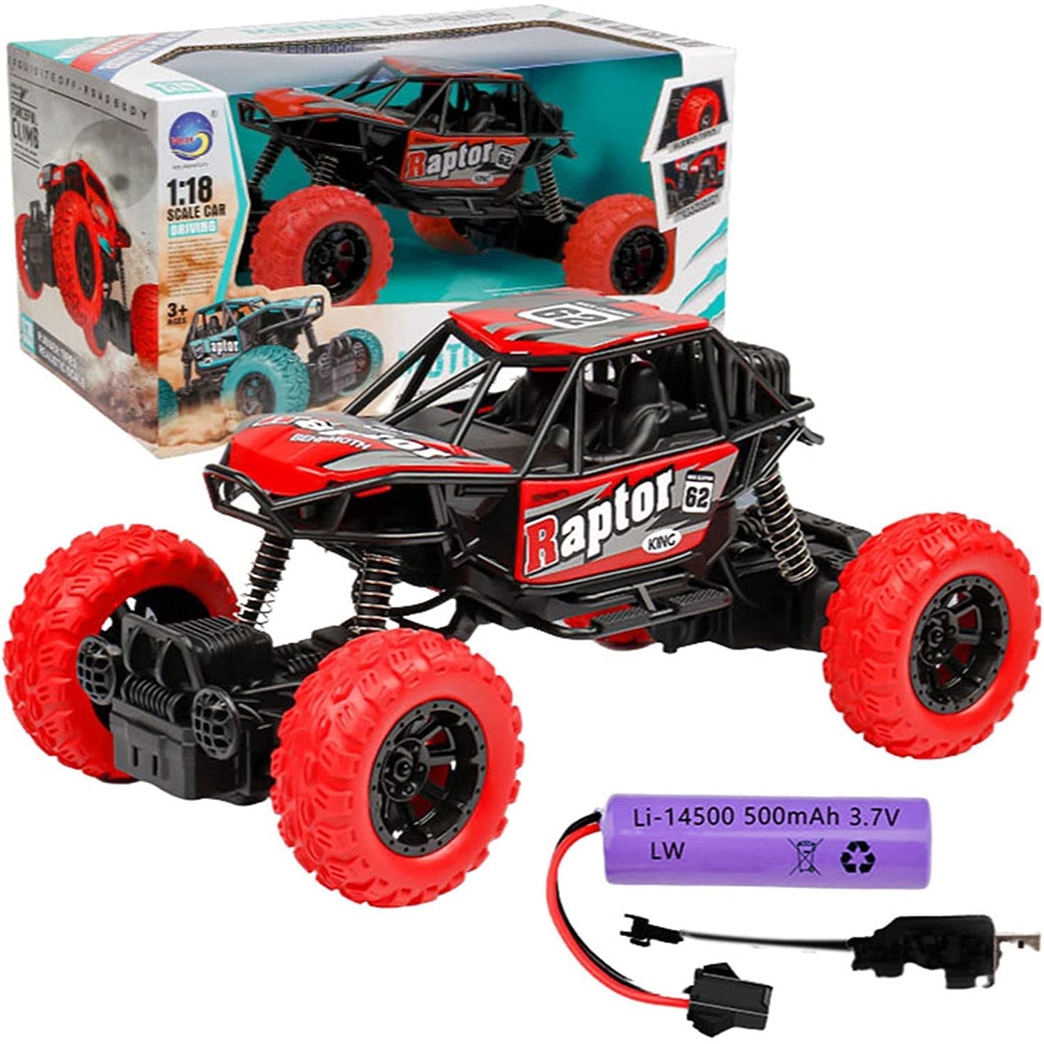 Remote Control Raptor Monster Truck 1:18 Scale Motion Climbing Cross Country RC Toy Car Tristar