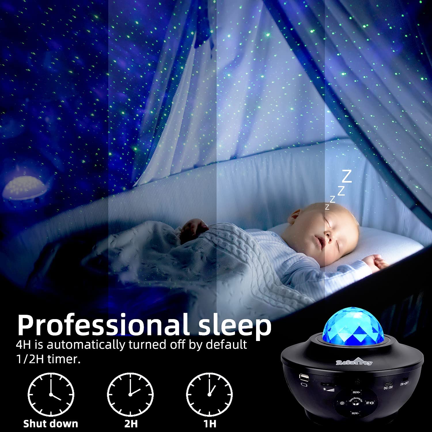 Star Ocean Wave Projector LED Starry Night Light With Bluetooth Music Speaker Tristar