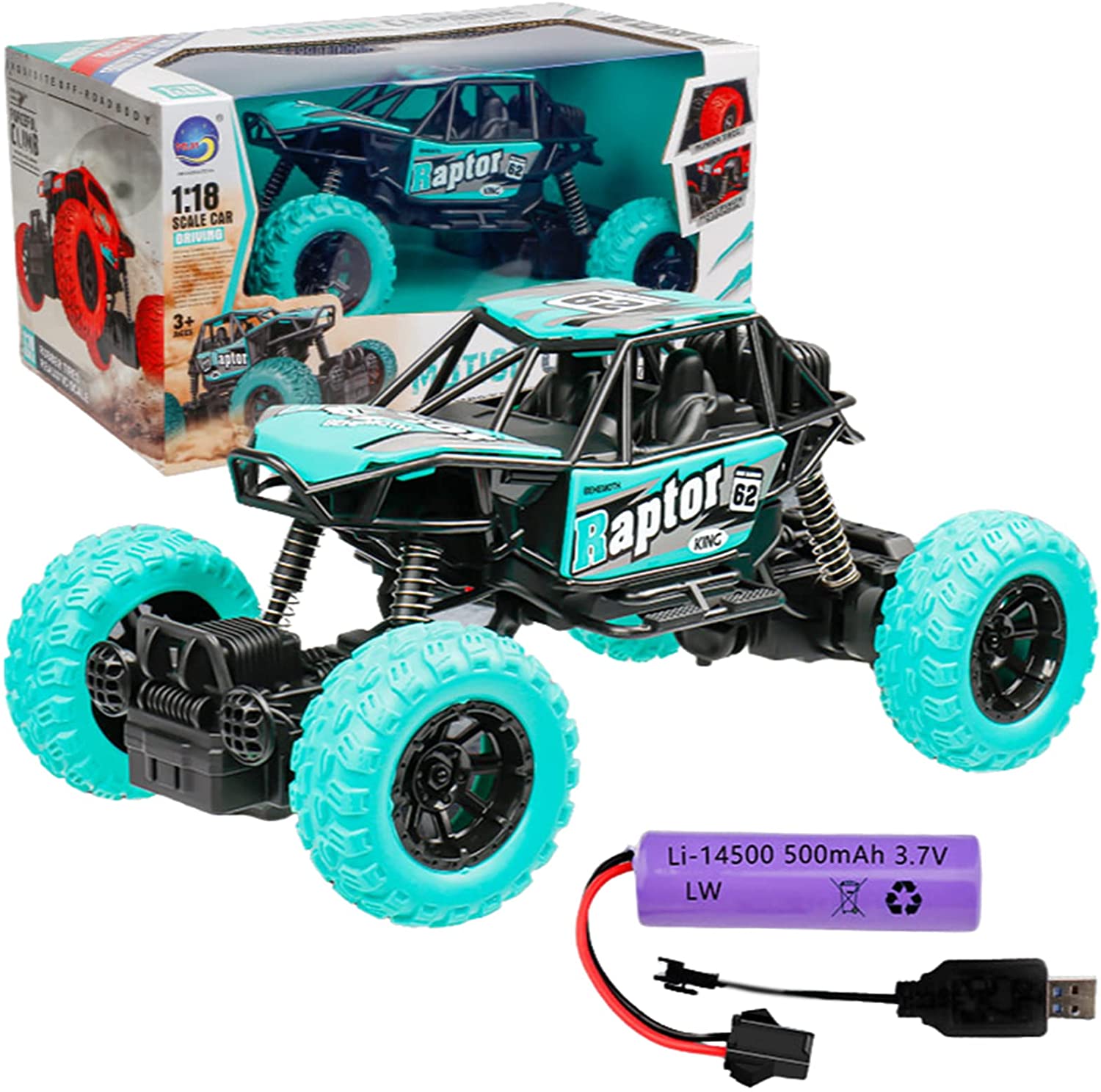 Remote Control Raptor Monster Truck 1:18 Scale Motion Climbing Cross Country RC Toy Car Tristar