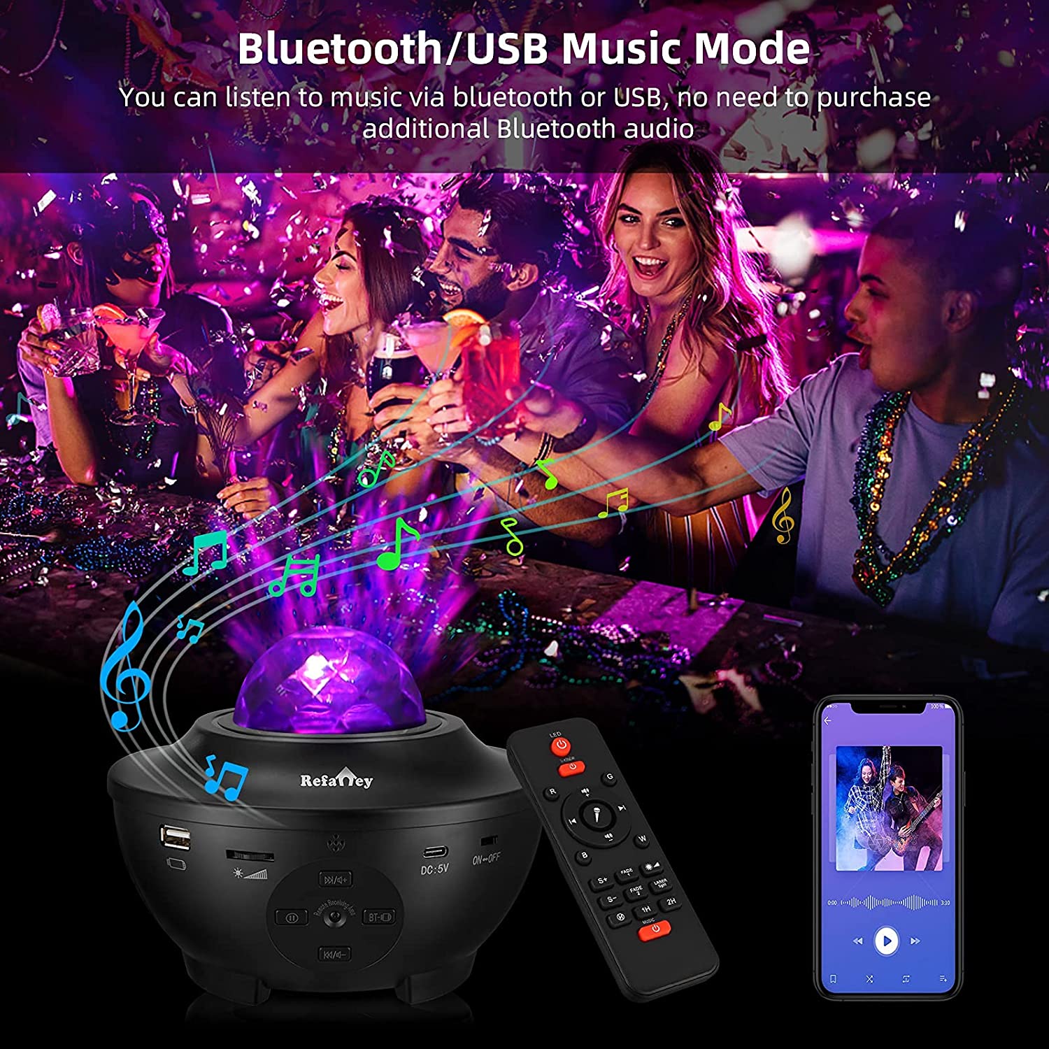 Star Ocean Wave Projector LED Starry Night Light With Bluetooth Music Speaker Tristar