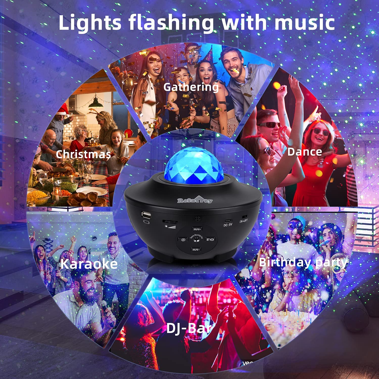 Star Ocean Wave Projector LED Starry Night Light With Bluetooth Music Speaker Tristar
