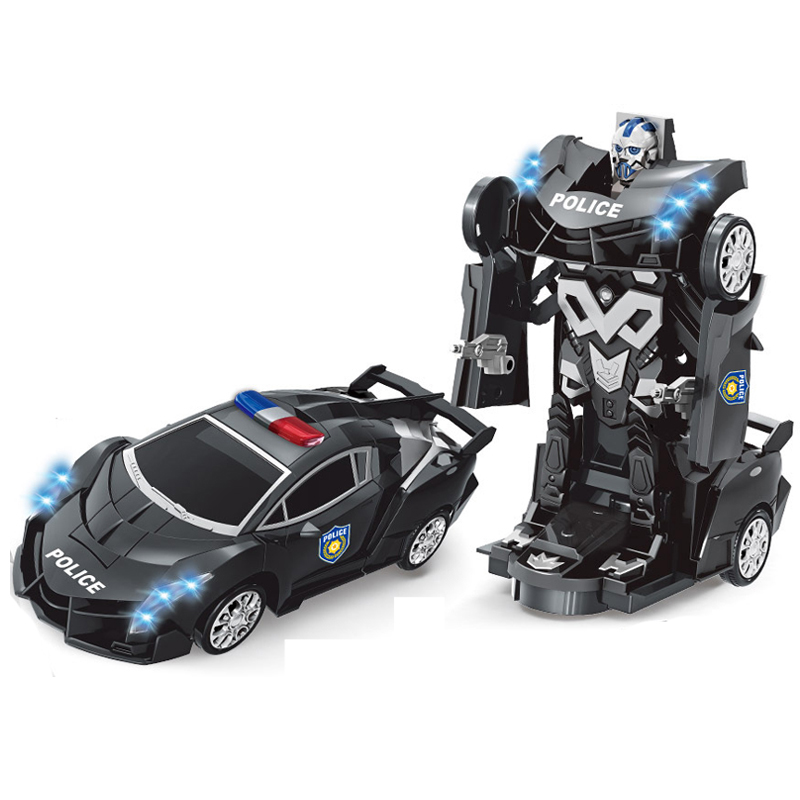 Remote Control Transforming Lamborghini Robot Police Toy Car - Black Tristar