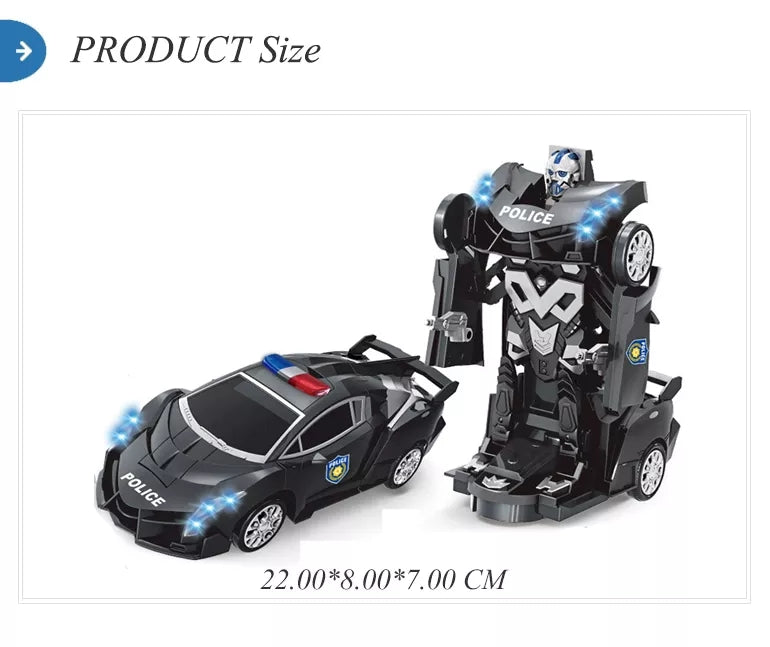 Remote Control Transforming Lamborghini Robot Police Toy Car - Black Tristar