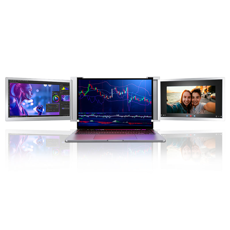 Dual Portable Triple Fold 1080P IPS FHD Monitor Screen Extender Tristar