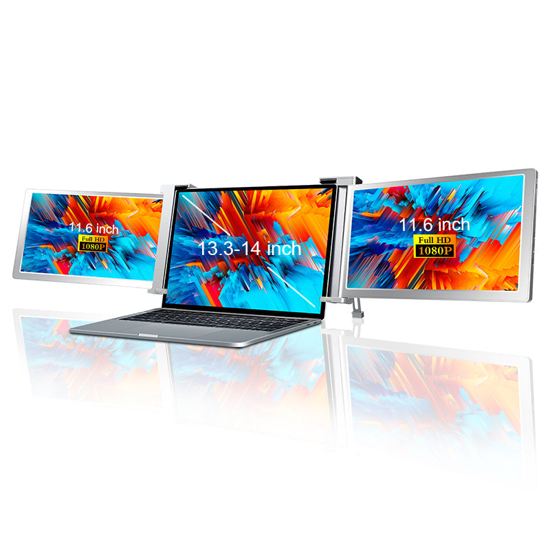 Dual Portable Triple Fold 1080P IPS FHD Monitor Screen Extender Tristar