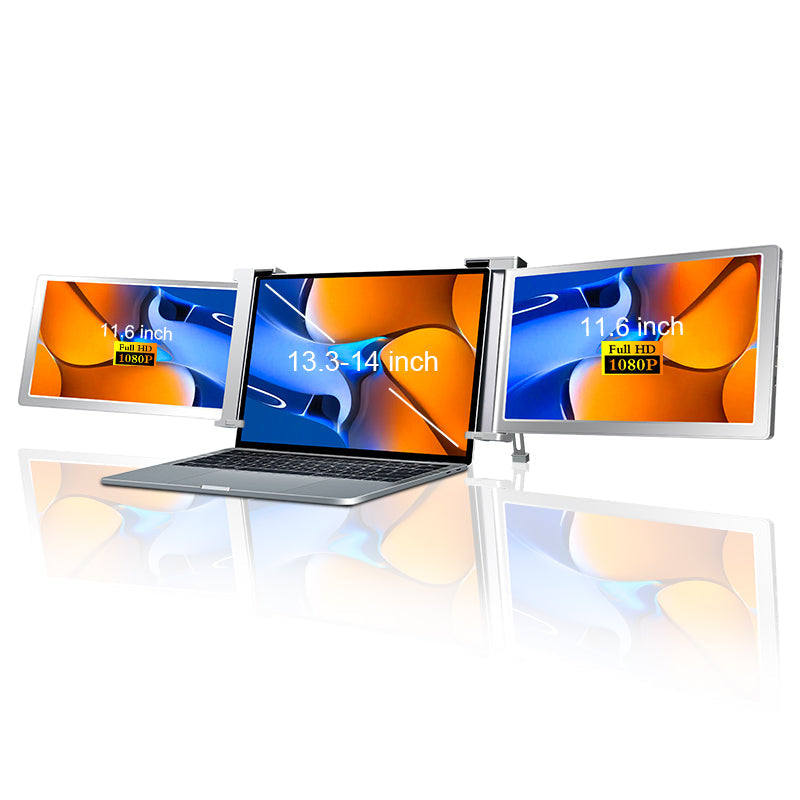 Dual Portable Triple Fold 1080P IPS FHD Monitor Screen Extender Tristar