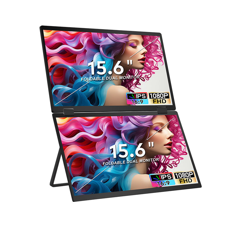 Trion 15.6-inch Full HD Foldable Dual Portable Monitor - Plug and Play Screen Extender