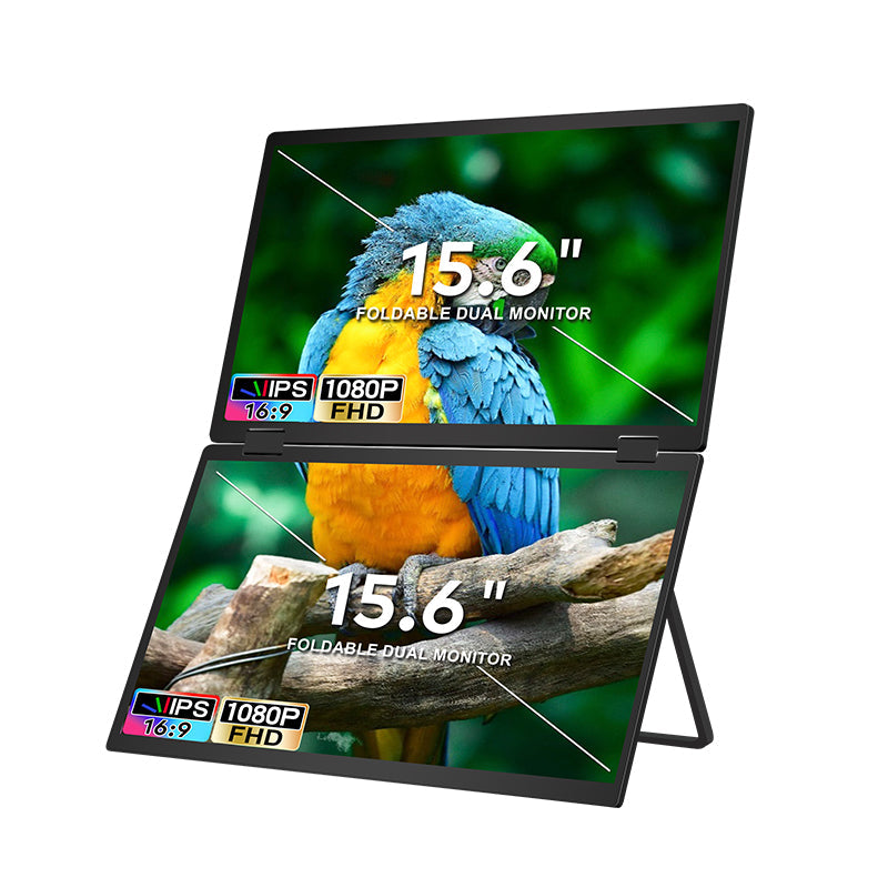 Trion 15.6-inch Full HD Foldable Dual Portable Monitor - Plug and Play Screen Extender