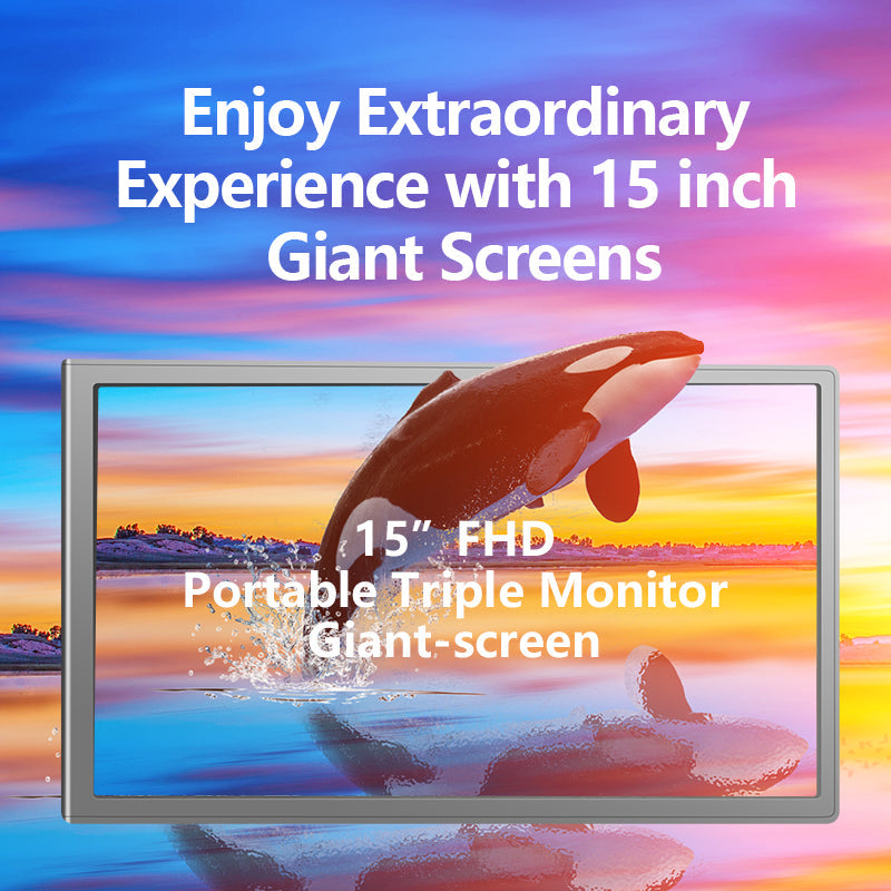 15 inch Trifold Portable Monitor 1080P IPS FHD Laptop Screen Extender For Laptop - Space Grey Open Never Used  (AU Version)