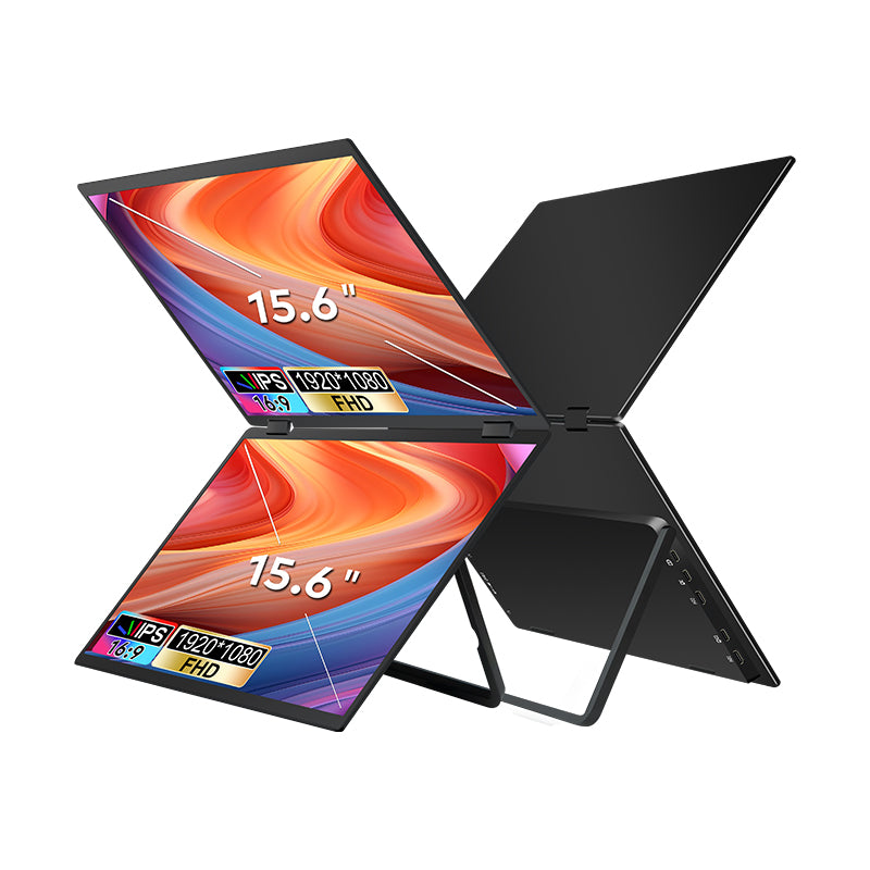 Trion 15.6-inch Full HD Foldable Dual Portable Monitor - Plug and Play Screen Extender