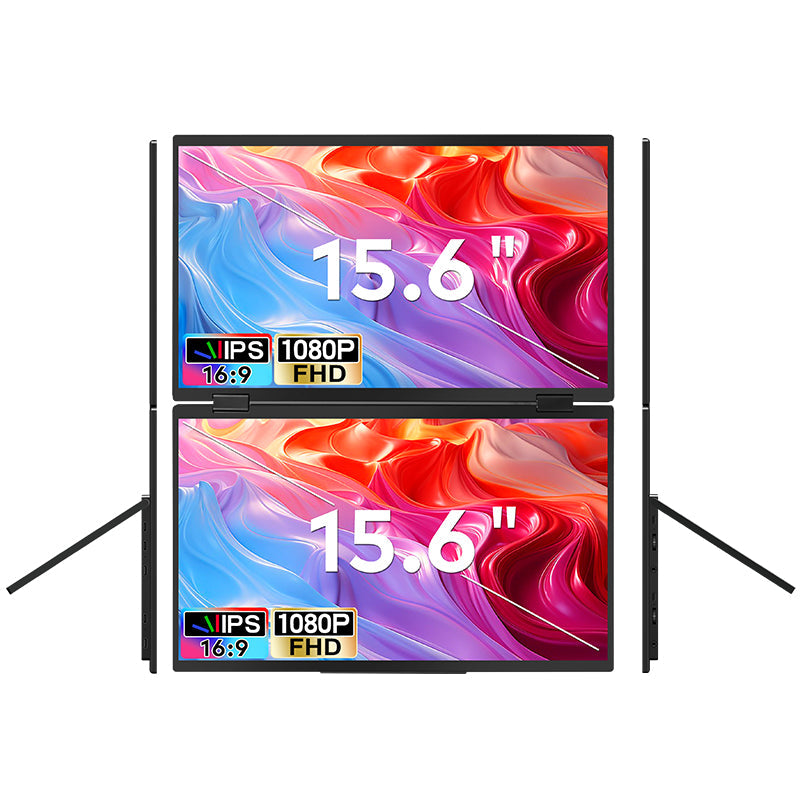 Trion 15.6-inch Full HD Foldable Dual Portable Monitor - Plug and Play Screen Extender
