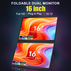 Trion 16-inch Full HD Foldable Dual Portable Monitor - Plug and Play Screen Extender Acceptable - Refurbished
