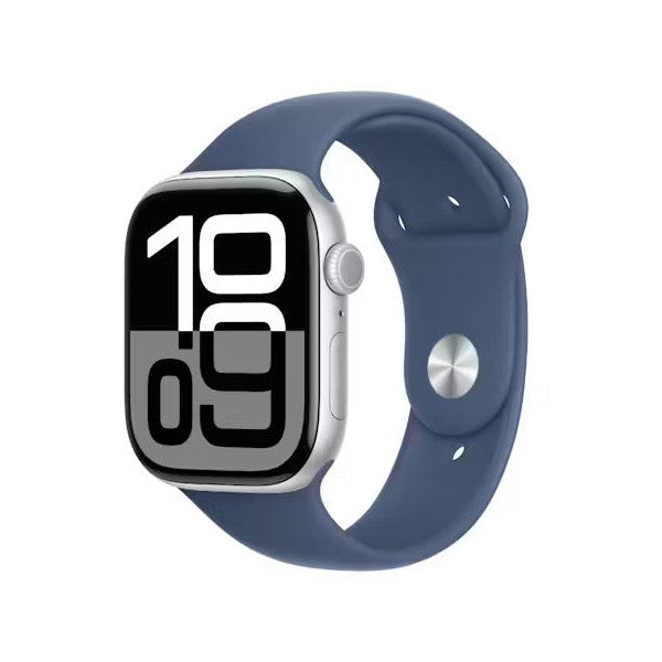 Apple Watch Series 10 GPS + Cellular 46mm Silver Aluminium Case with Denim Sport Band - AU Version