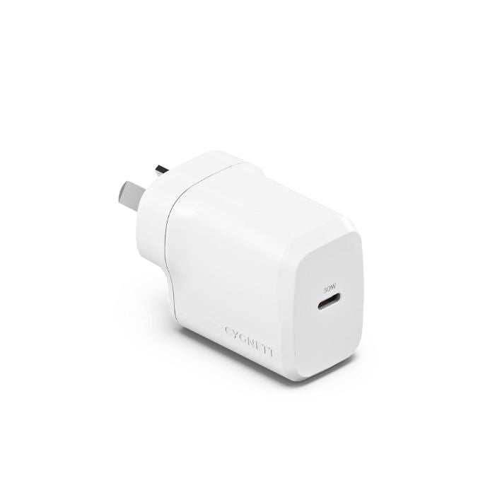 CYGNETT 30W GaN USB-C Wall Charger – White - Pristine Refurbished (Au Version) Cygnett