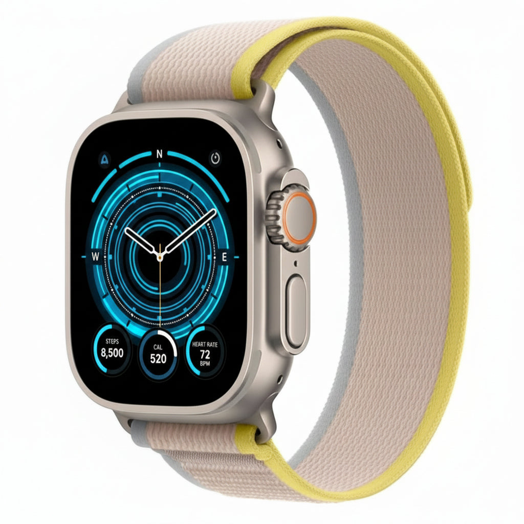 Apple Watch Ultra Titanium 49mm GPS + Cellular Yellow Beige Trail Loop Band M/L With 100% Battery - Pristine - Refurbished APPLE