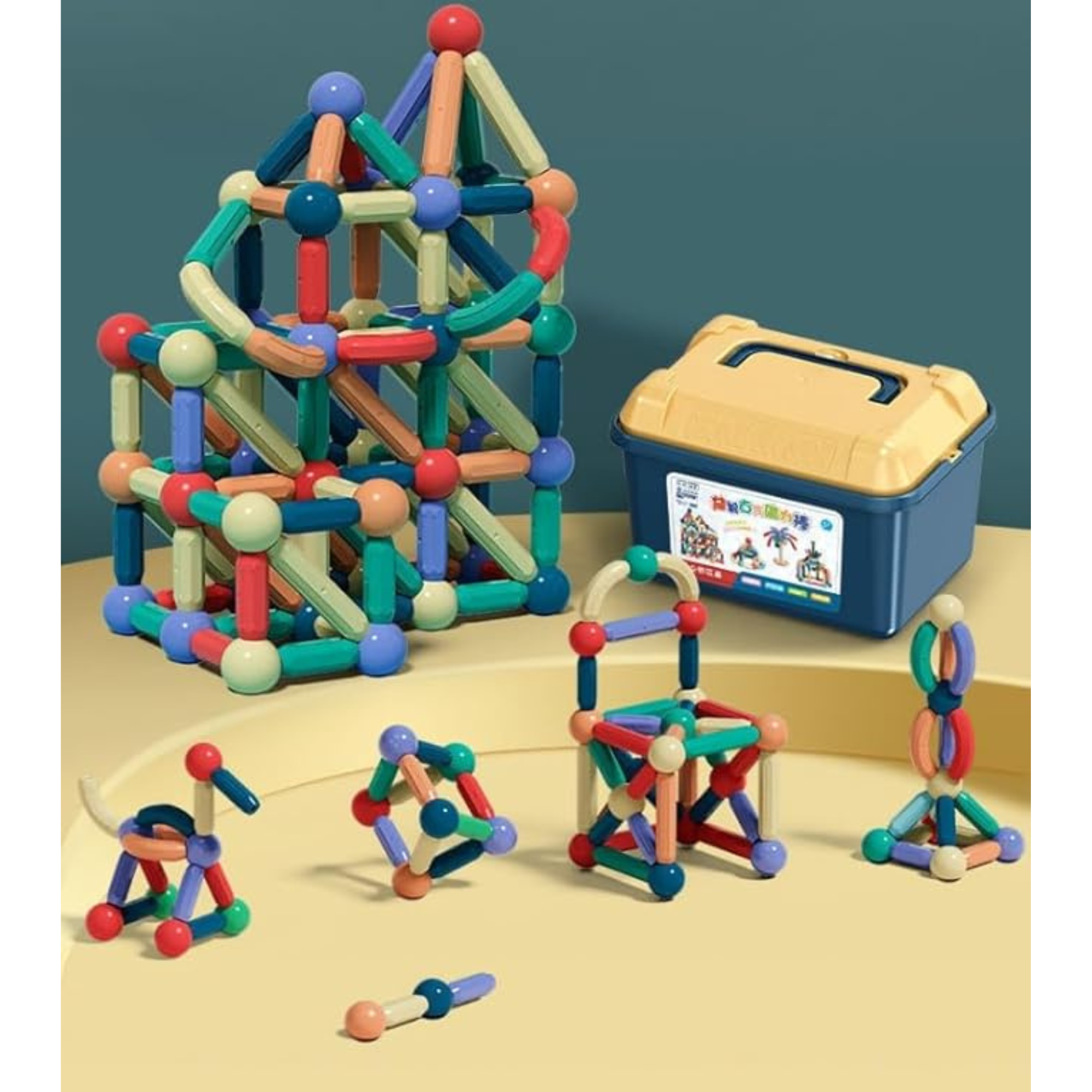 Mag Building Blocks Set Kid Magic - Educational Montessori Toy - Mag Ball Sticks and Rods - Great Children's Gift (108 Pieces)