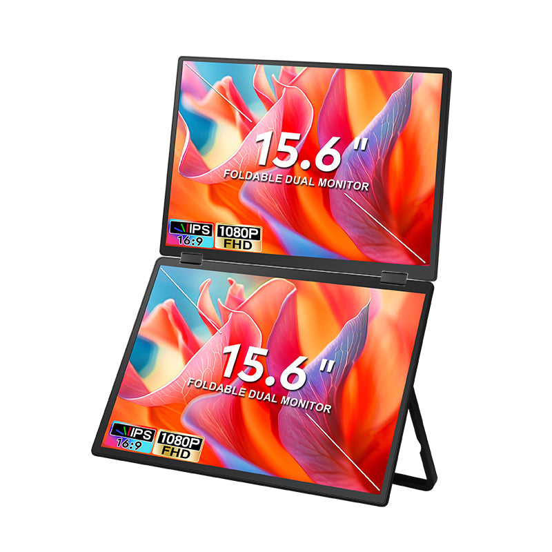 Trion 15.6-inch Full HD Foldable Dual Portable Monitor - Plug and Play Screen Extender