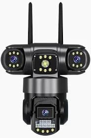 15MP WiFi PTZ Outdoor Security Camera – Triple Lens, 3-Screen View, 10X Zoom, Human Detection, IP Cam