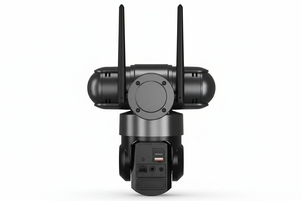 15MP WiFi PTZ Outdoor Security Camera – Triple Lens, 3-Screen View, 10X Zoom, Human Detection, IP Cam Pristine - Refurbished