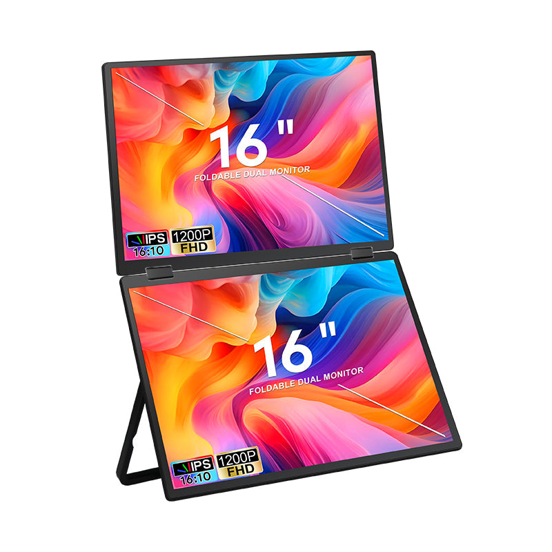 Trion 16-inch Full HD Foldable Dual Portable Monitor - Plug and Play Screen Extender