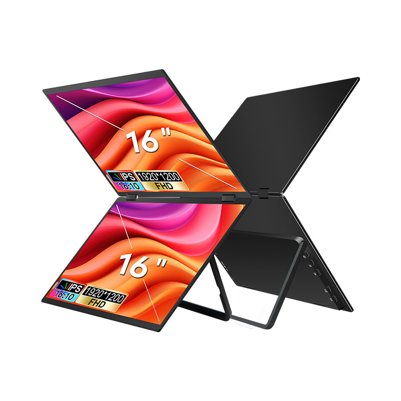 Trion 16-inch Full HD Foldable Dual Portable Monitor - Plug and Play Screen Extender