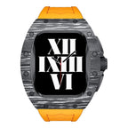 Trion Luxury Carbon Fiber Protective Case and Modification Kit Compatible with Apple Watch Series 8 (44mm) - Orange/Black