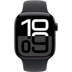 Apple Watch Series 10 42mm Jet Black Aluminium Case GPS + Cellular Sport Band-Black - AU Version
