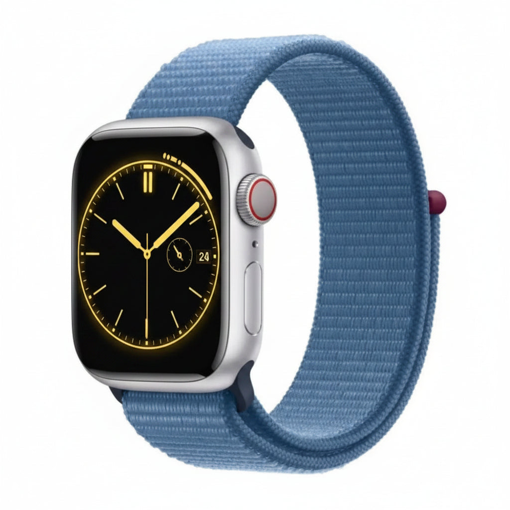 Apple Watch Series 9 41MM GPS + Cellular - Aluminum Case Silver - Loop band Winter Blue With 100% Battery - Pristine - Refurbished