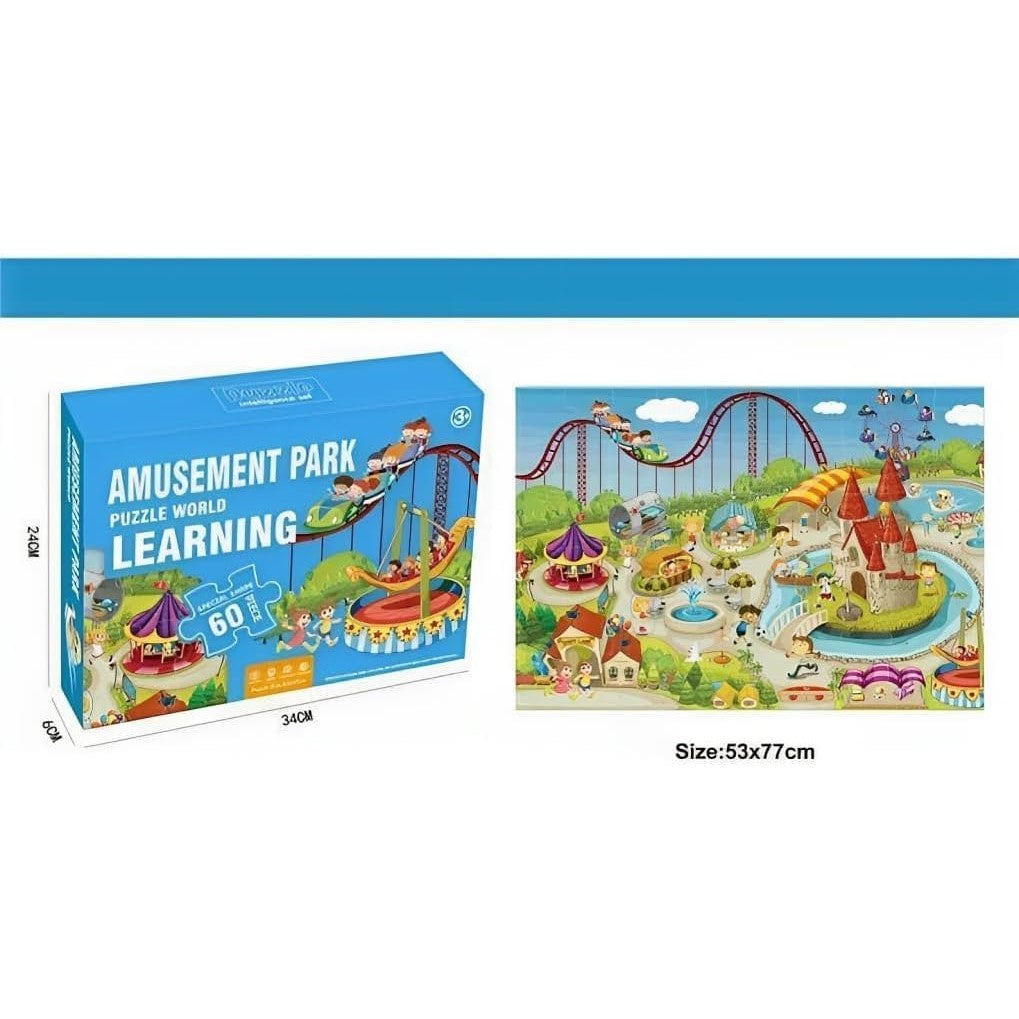 Kids Large 60-Piece Puzzle - Amusement Park Theme Learning Toy
