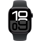 Apple Watch Series 10 42mm Jet Black Aluminium Case GPS + Cellular Sport Band - Black - Good - Refurbished (AU Version) Apple