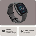 Fitbit Sense Smartwatch Graphite GPS, ECG & SpO₂ - Pristine - Refurbished Fitbit