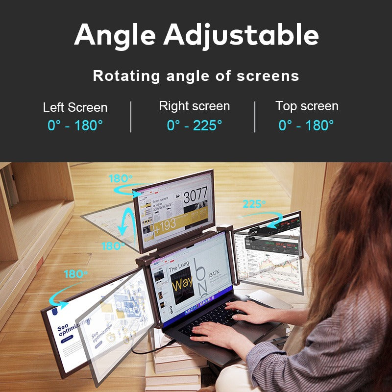 Trion 14" FHD Portable Monitor Quad Screen with One-Cable Triple Display Screen Extender for Laptops (Win10+, Mac M1/M2/M3) (AU Version)