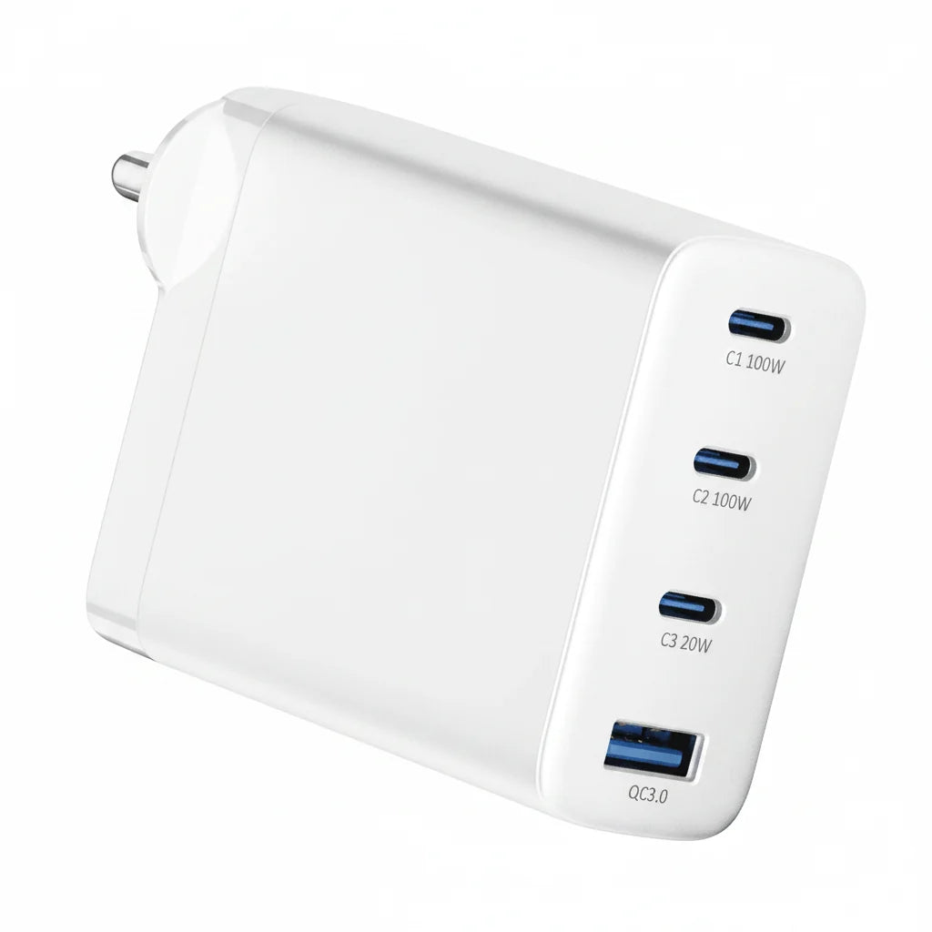 Sprout 100W Gan Wall Charger - Fast USB-C Multi-Device Charging Adapter - White